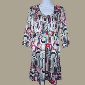Olive des Olive Retro Mod Japanese Fashion Geometric‎ Print Dress Small/Medium